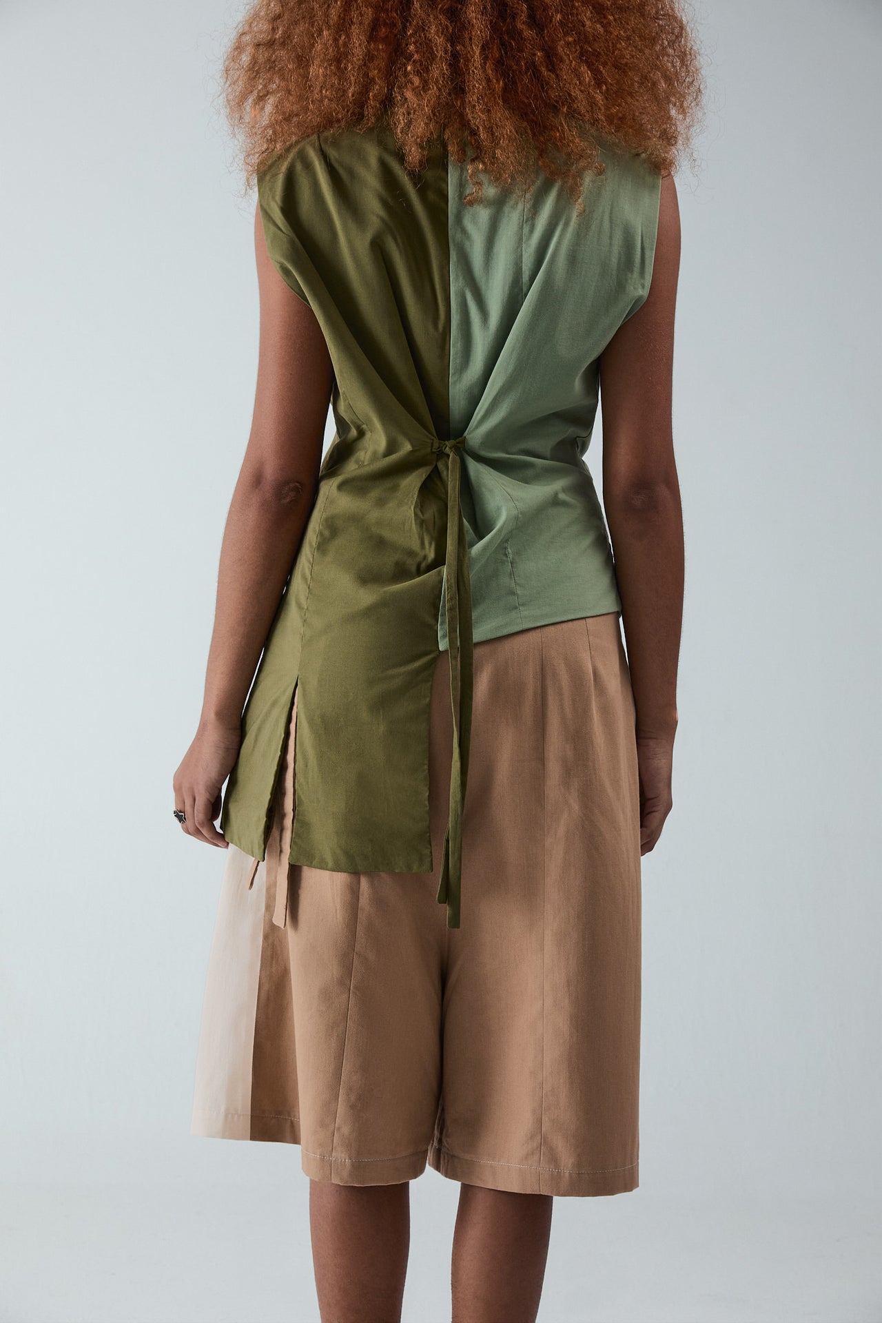 #014 - Asymmetrical Bicolor Vest With Ties