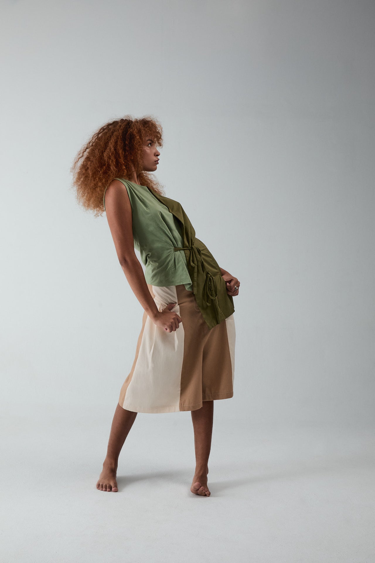 #014 - Asymmetrical Bicolor Vest With Ties